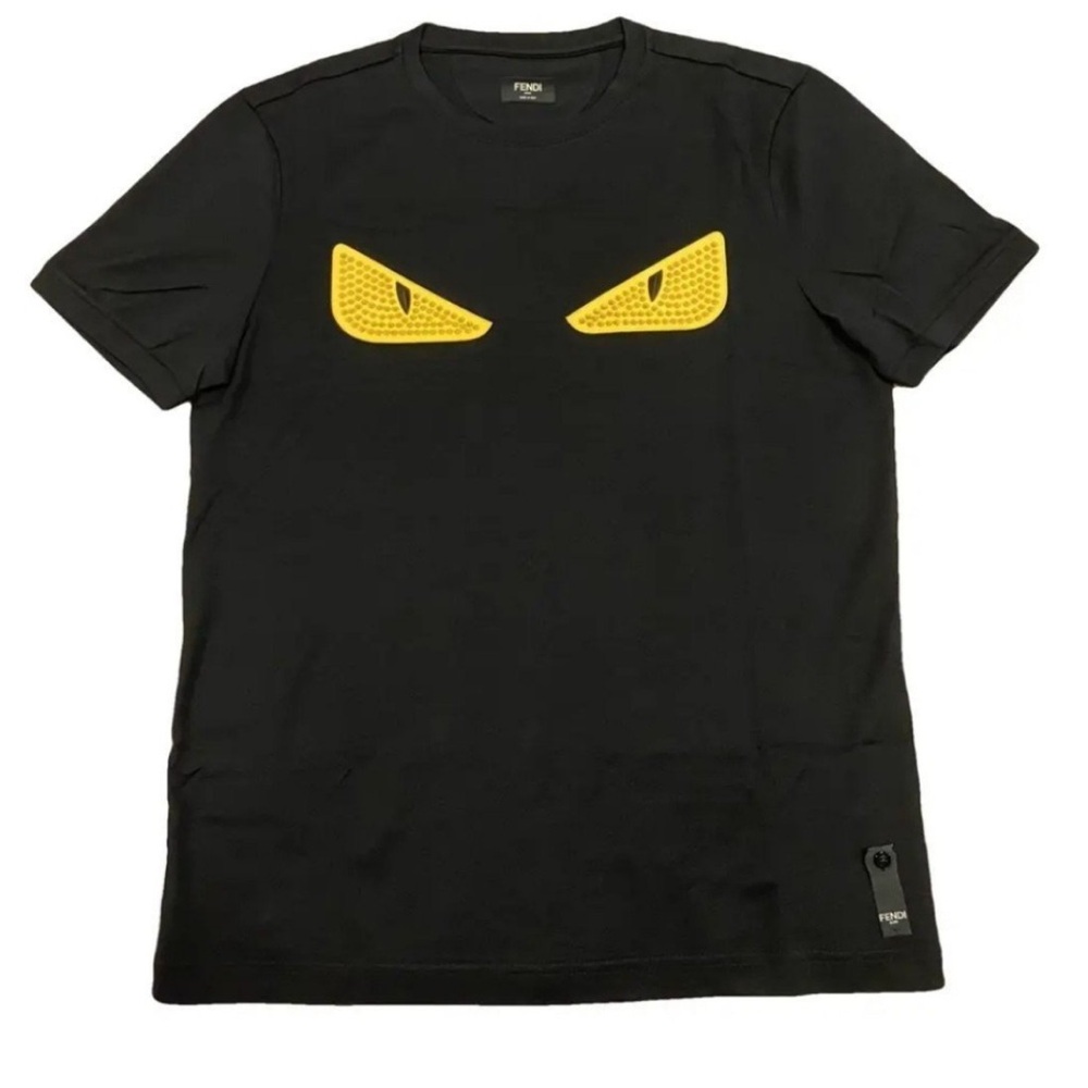 Fendi Black Tee with Bold Yellow Design